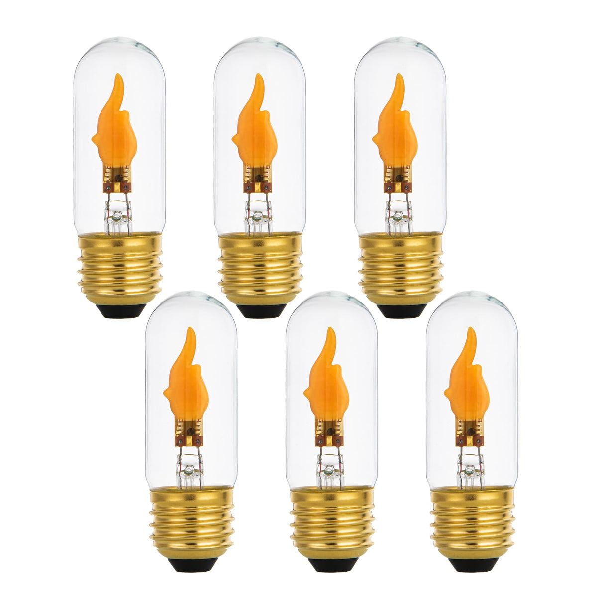 SHUWDKAR Flame Light Bulbs E26 Standard Base LED Flickering Light Bulbs, Realistic Flame Effect Bulb for Halloween Christmas Decoration, 6 Pack