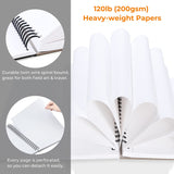 Ohuhu Mix Media Pad, 11.6"x9.6" Mixed Media Art Sketchbook, 120 lb/200 gsm Heavyweight Papers, 62 Sheets/124 Pages, Spiral Bound Mixed Media Paper Pad for Acrylic, Painting Christmas Gift