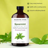 MAJESTIC PURE Spearmint Essential Oil | 100% Pure and Natural Spearmint Oil | Premium Grade Essential Oils for Hair Care, Home Diffusers, Skin, Aromatherapy, Massage and Humidifiers | 4 Fl Oz