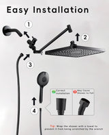 Starry Sky 12.2" Rain Shower Head with Handheld Spray Combo, High Pressure Rainfall Shower Head, Height Adjustable Dual Shower Head, Luxury Waterfall Showerhead Bathroom | Air-in Tech