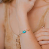 Ayana Crystals Turquoise Brass Bracelet - Handcrafted Genuine Turquoise Bangle for Women - Healing, Zodiac, Chakra Balance & December Birthstone