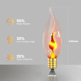 Hompavo Upgraded Flame Light Bulbs, E12 Candelabra Small Base, Clear Glass Flickering Fire Bulb for Halloween Christmas Party Porch Indoor & Outdoor Home Decoration, 10 Pack