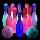 Zloveleexr Light Up Bowling Set, Glow in The Dark Bowling Pins for Outdoor and Indoor Kids Games Fit Christmas New Year Party Gift, Kids Education Motor Skills Toys(bolwing pin 10.23in)
