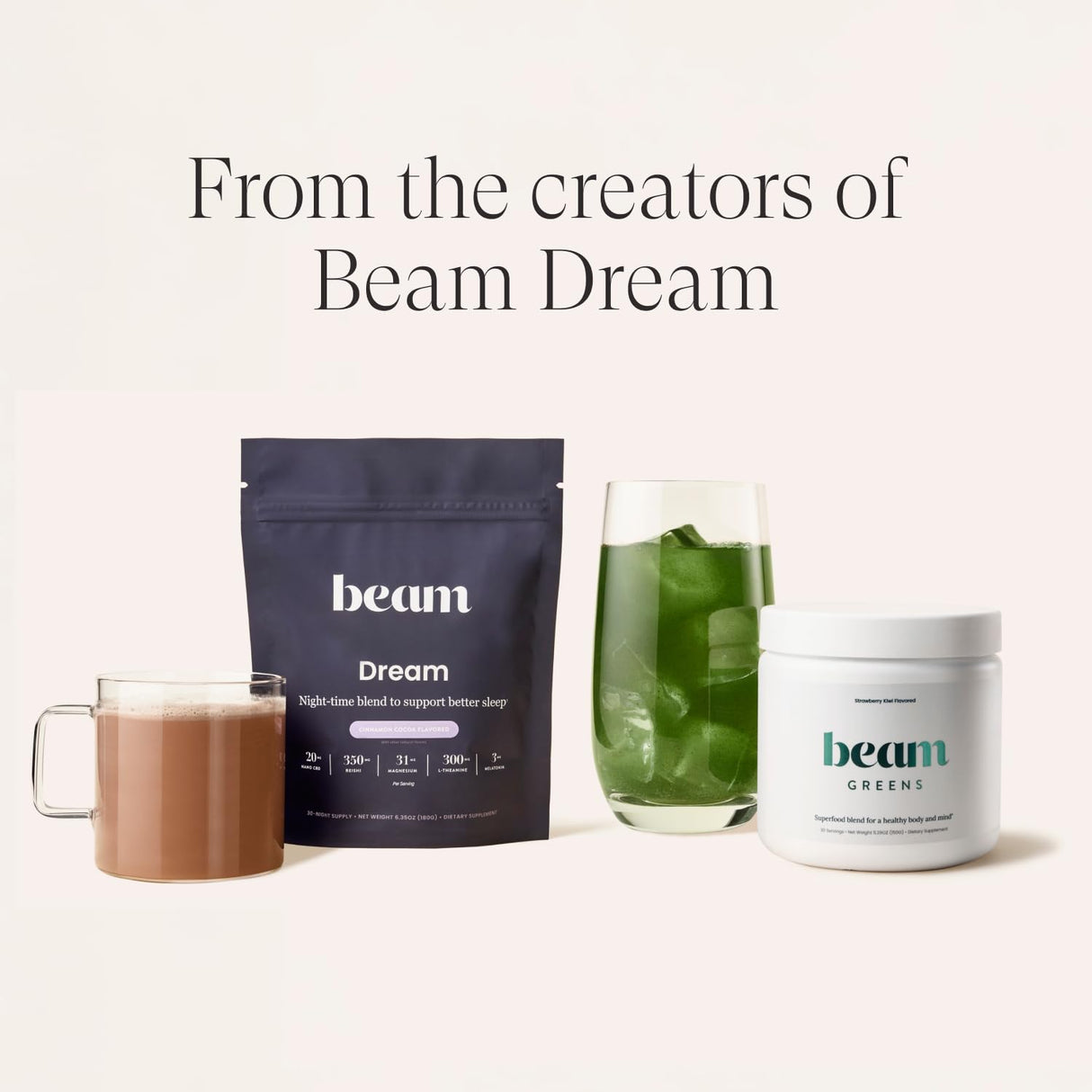 Beam Greens Powder, Superfood Supplement for Gut Health, Vegan Organic Blend with Ashwagandha, Vitamin C, B12, B6, D, Non-GMO Daily Detox & Immune Support, Strawberry Kiwi Flavor - 30 Servings