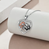 Aoyosic Nightmare Necklace Gifts Sterling Silver Jack Infinity Heart Family Pendant I Love You Forever Skull Jewelry Birthday Gifts for Women Gothic Jewelry Christmas Birthday Gifts