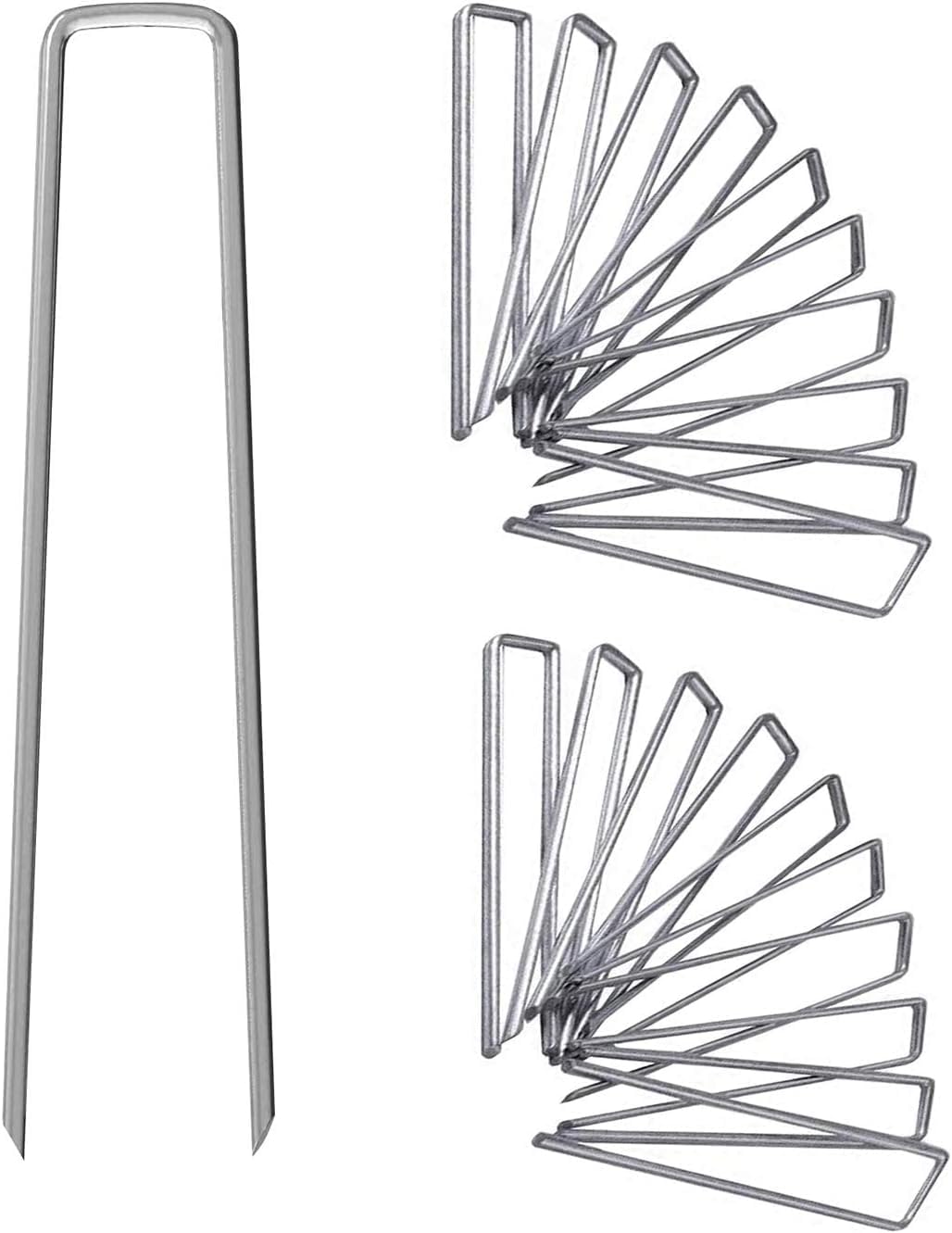 UPMCT 12 Inch Galvanized Garden Landscape Staples Stakes, 25 50 100 PCS Anti-Rust Garden Staples Tent Ground Stakes U-Shaped Landscape Pins for Secure Lawn Fabric, Decoration (50, 12 Inch)