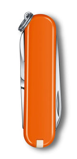 Victorinox Classic SD Swiss Army Knife, Compact, 7 Functions, Swiss Made Pocket Knife with Small Blade, Screwdriver and Key Ring - Mango Tango (Orange)