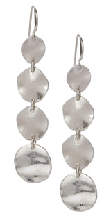 SPUNKYsoul Boho Round Minimalist 3 or 4 Statement Circle Disc Drop Dangle Earrings in Gold and Silver, Trendy Casual Everyday Chic Fashion Jewelry for Women, Gift Giving (Silver)