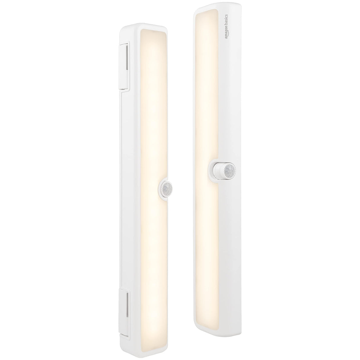 Amazon Basics LED Motion Sensor Light Bar, USB/Battery Operated, 250 Lumens, 12 Inches, Swivel, Under Cabinet Lighting for Closet, Kitchen, 2-Pack, White