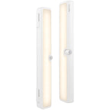 Amazon Basics LED Motion Sensor Light Bar, USB/Battery Operated, 250 Lumens, 12 Inches, Swivel, Under Cabinet Lighting for Closet, Kitchen, 2-Pack, White