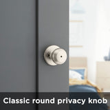 Kwikset Cove Interior Privacy Door Knob with Lock, Door Handle for Bathroom and Bedroom, Satin Nickel Keyless Turn Lock Doorknob, with Microban Protection (Pack of 4)
