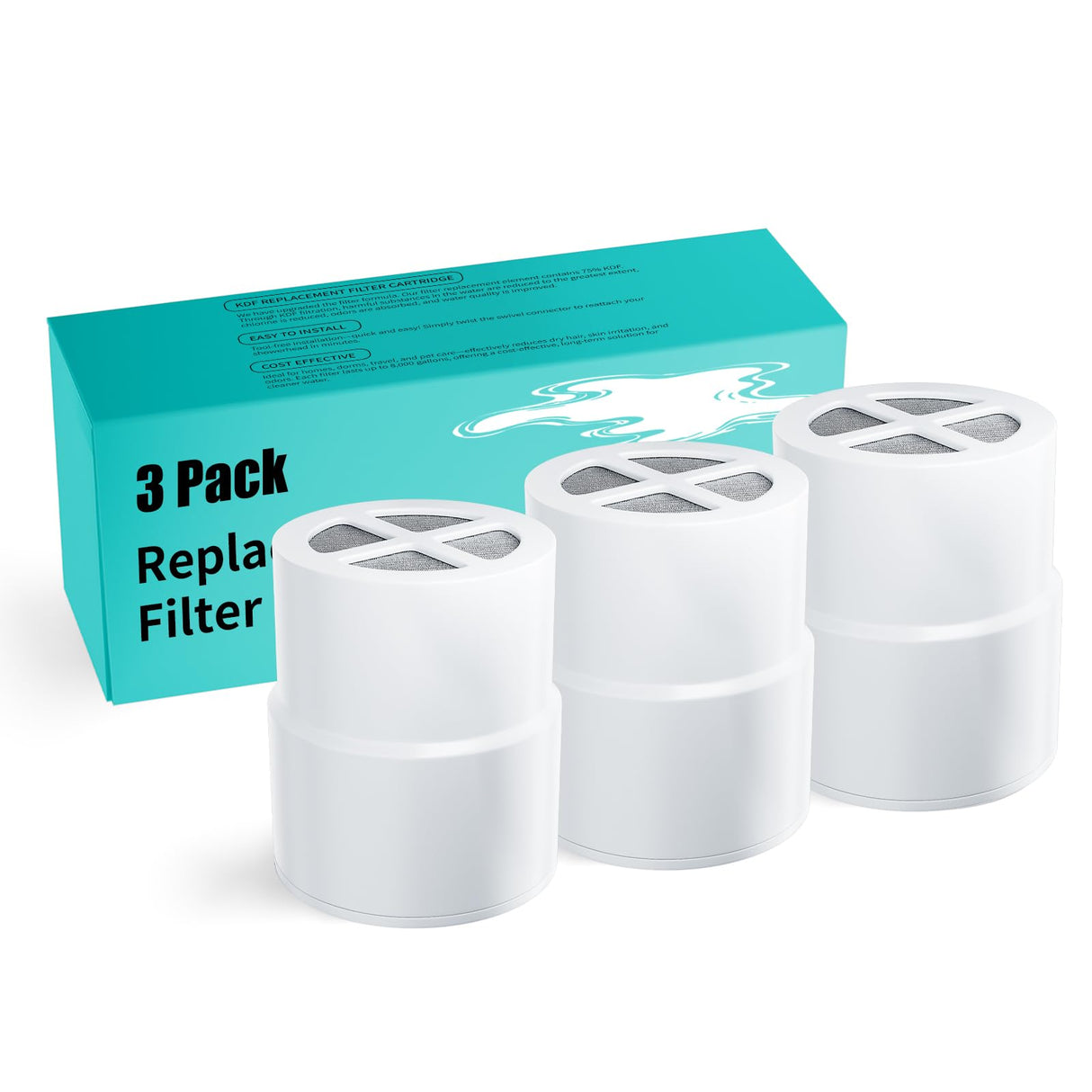 3-Pack Replacement Filter for JOLIE Shower Head, Compatible with JOLIE Shower Filter Cartridge, Reduces Chlorine, Heavy Metals & Impurities, Softens Skin & Hair