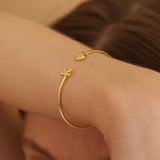Gold Bangle Bracelets for Women Girls - 14K Gold Plated A Initial Bracelet for Women Gold Bracelets for Women Initial Bracelet for Girls Heart Gold Bangles for Women Bracelets for Teen Girls Gifts
