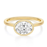 EAMTI 3CT Engagement Rings for Women Oval Cut CZ Solitaire Promise Wedding Bands Travel Bezel East West Ring 14K Gold Plated Size 7