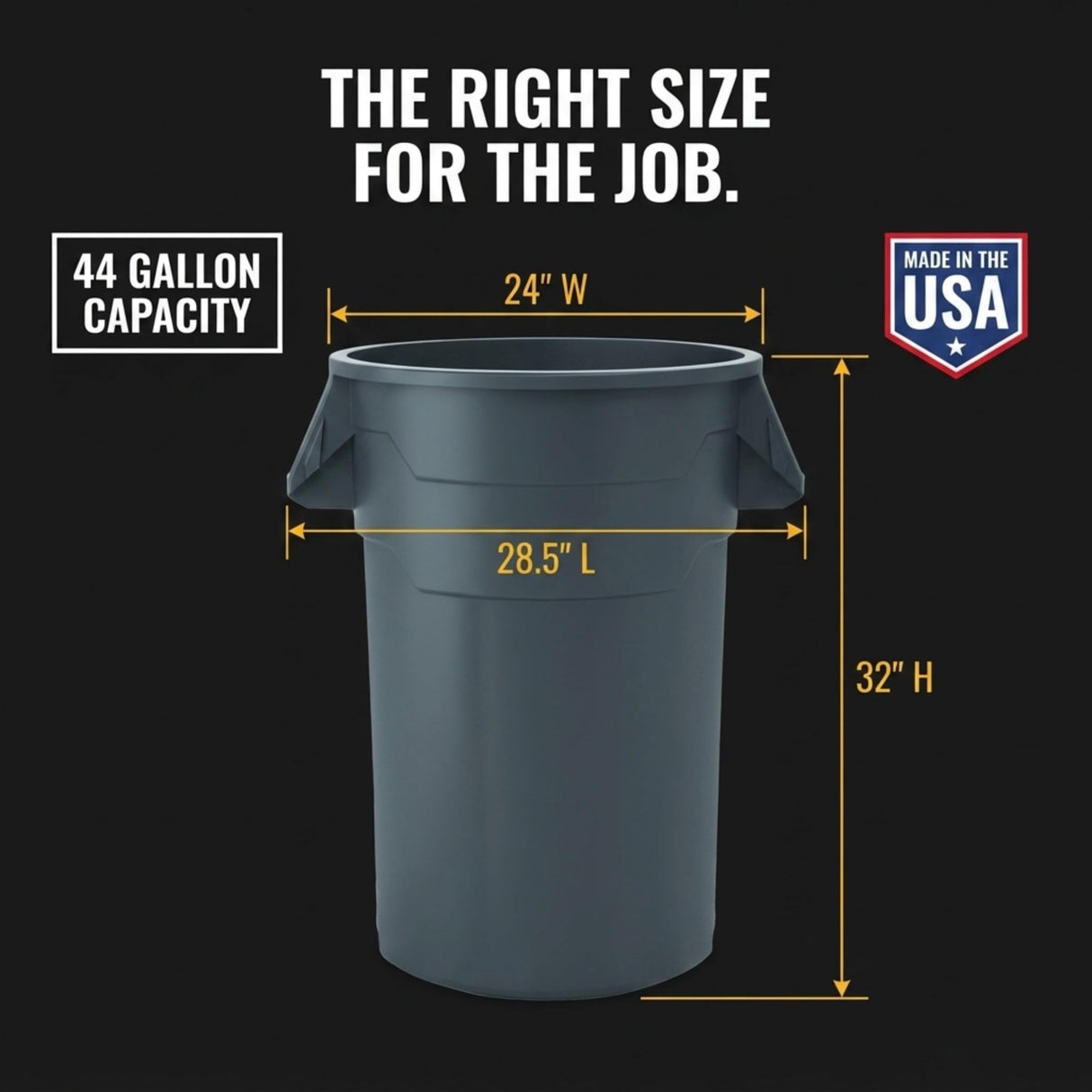 Kleen Commercial Gray Brute 44 Gallon Heavy Duty Round Trash Can/Utility Container/Garbage Container/Landscapers/Construction Sites/Restaurants/Offices/Warehouses, Made in The USA (2 Pack)