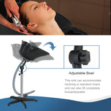 Height Adjustable Portable Salon Deep Shampoo Basin Sink Hair Treatment Bowl with Drain Hose Black