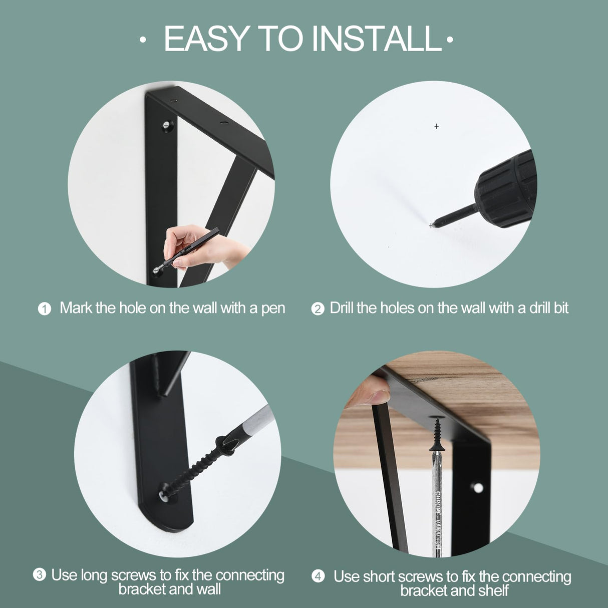 12 Pack L12 x H 8" Black Heavy Duty Shelf Brackets with Screws Metal Shelf Brackets Shelf Support Angle Brackets for Shelves L Brackets Heavy Duty Floating Shelf DIY