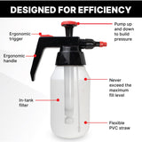 KOTA 1 L Adjustable Hand Pump Pressure Sprayer, Heavy-Duty Multipurpose Bottle for Automotive Solvents, Surface Prep & Car Detailing, Chemical-Resistant PE Construction, Adjustable Spray Pattern 6990