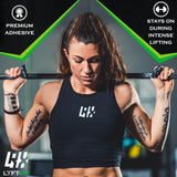 LYFT-RX Weightlifting Hook Grip Tape w/Premium Adhesive for Olympic Weight Lift, Cross Fitness, Lifting, Stretch Fit Athletic Finger Wrap, Protects Thumb Fingers, Size1.5in Black 6-Rolls