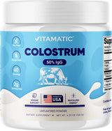Vitamatic Bovine Colostrum Powder - 50% Highest IgG - Supplement for Gut Health, Hair Growth, Beauty, Muscle Recovery, & Immune Support - Easy to Mix - Unflavored - 60 Servings