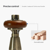 VANCOCO Traditional Angled Radiator Valves 1/2"×15mm, Brass Thermostatic Valve with Solid Wood Handwheel, Cast Iron Antique TRV Pair (Antique Brass)