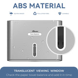 PLUSSEN Paper Towel Dispenser Wall Mount, Adhesive No Drilling Multifold Trifold C Fold Commercial Hand Towel Dispenser,Silver