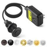Garbage Disposal Air Switch Kit Sink Top Waste Disposal Long Stainless Steel Black On/Off Air Button Food and Waste Disposals Part by Etoolcity, UL Listed