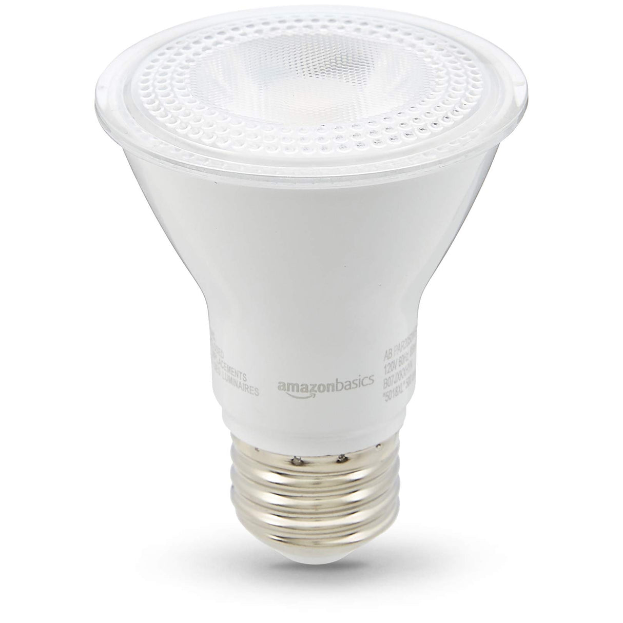 Amazon Basics PAR20 LED Light Bulb, 50W Equivalent, 7W Energy Efficient, E26 Standard Base, Warm White 3000K, Dimmable, 10,000 Hour Lifetime, 6-Pack