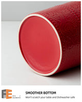 FUN ELEMENTS Kitchen Utensil Holder, 7.2" Super Large Utensil Crock Heavy and Stable Lace Emboss Ceramic Utensil Holder for Kitchen Counter (Christmas Red)