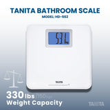 Tanita HD-662 Digital Weight Scale (White) - Japan Technology Bathroom Scale with 330 lb Weight Capacity - 2" Blue Backlit Large LCD Display - Accurate, Durable, Step-On Operation