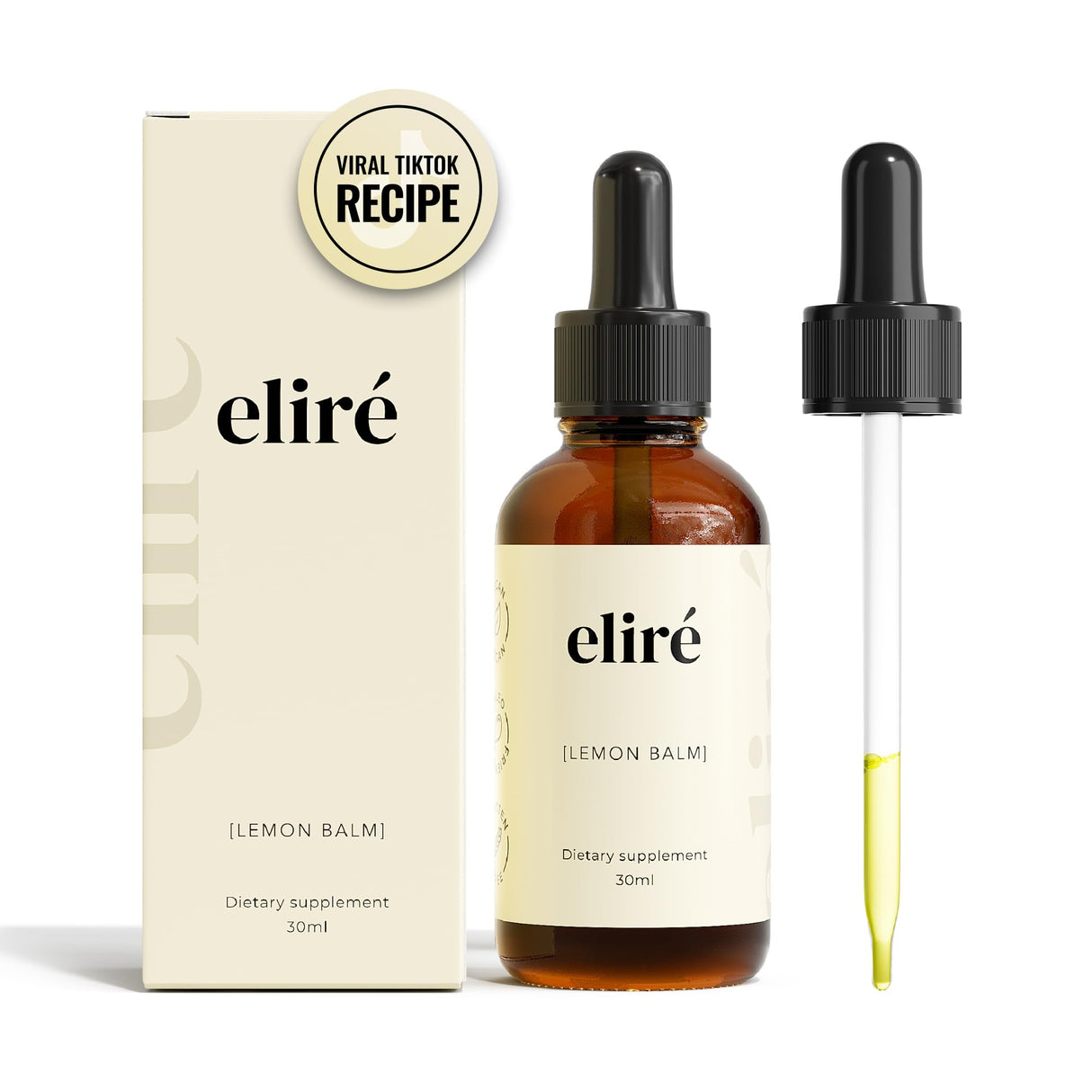 Eliré - Organic Lemon Balm Extract - Digestive Relief & Anti-Bloat Support - Alcohol-Free, Vegan, Non-GMO, Gluten-Free - 30ml