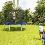 AOTOB 8FT 10FT 12FT 14 FT 15FT Trampoline with Safety Enclosure Net，Outdoor Trampoline with Basketball Hoop, Heavy Duty Jumping Mat and Spring Cover Padding for Kids and Adults, Storage Bag and Ladder