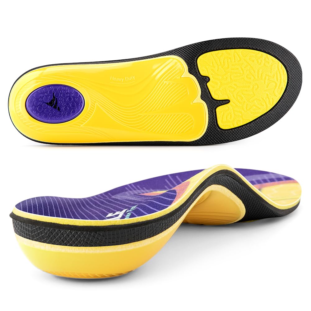 VALSOLE Plantar Fasciitis Insoles for Men Women - 220+lbs Heavy Duty Support Pain Relief Orthotics - High Arch Insoles - for Flat Feet - Metatarsalgia - Arch Pain - Work Boot Shoe Insole(302mm)