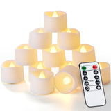 Homemory 12pcs Remote Timer LED Tea Lights Candles, 400+Hours Flickering Flameless Battery Votive Tealights for Tabletop Lighting, Centerpieces Decor, Holiday