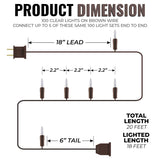 612 Vermont 100 Clear Mini Christmas String Lights on Brown Wire Cord, UL Approved for Indoor/Outdoor Use, 18 Foot of Lighted Length, 20 Foot of Total Length (Pack of 2)