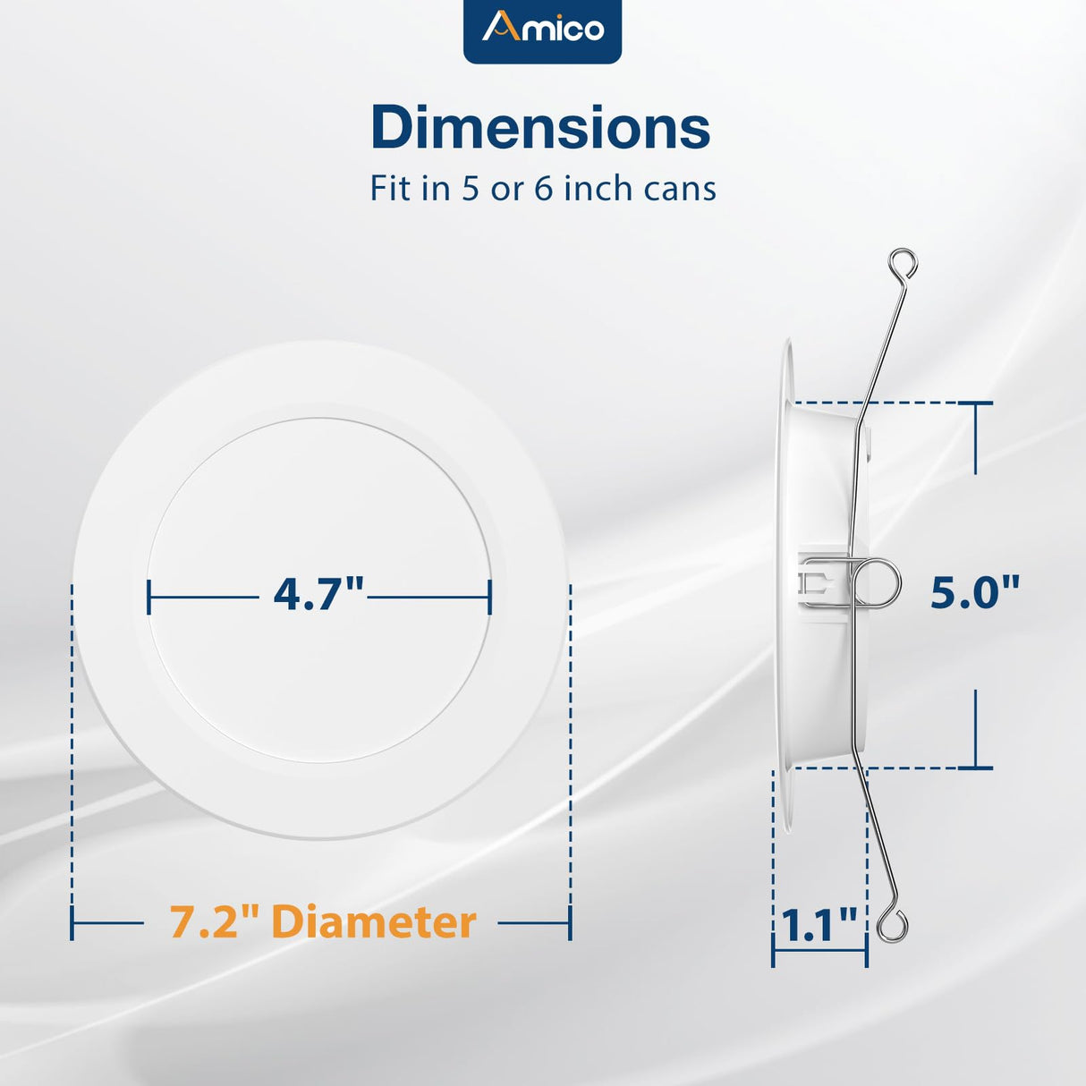 Amico Recessed Lighting 5/6 Inch, 12 Pack 5CCT Flat LED Can Lights, 2700K/3000K/4000K/5000K/6000K Selectable,12W Eqv 110W, 1050LM Brightness, Retrofit Installation - ETL & FCC, White