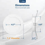 Amico Recessed Lighting 5/6 Inch, 12 Pack 5CCT Flat LED Can Lights, 2700K/3000K/4000K/5000K/6000K Selectable,12W Eqv 110W, 1050LM Brightness, Retrofit Installation - ETL & FCC, White
