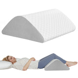 Vomiliku Knee Wedge Pillow for Back Sleeping, Leg Elevation for Post Surgery Recovery, 8" Triangle Leg Pillow with Removable Cover for Knee Support, Hip Back Pain Relief,Enhance Circulation, Gray