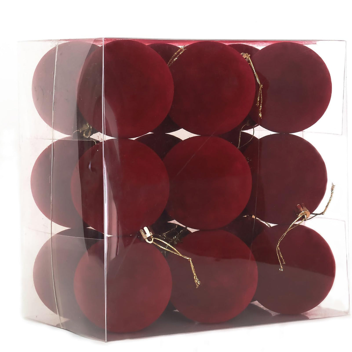 Senjie 3.15inch Christmas Tree Ornaments Velvet Balls,18PCS Flocked Decoration Balls Ornaments Sets for Christmas 2025 Red