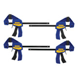 IRWIN Quick-Grip 1964758 One-Handed Mini Bar Clamp 4 Pack, 6", Blue