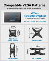 Pipishell Full Motion TV Wall Mount for Echo Show 21/15 and 13-43 Inch Flat Curved Screen TVs & Monitors, Max VESA 200x200mm up to 44lbs, TV Mount Wall Bracket with Rotation Swivel Tilt Extension