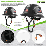 GREEN DEVIL Full Brim Hard Hat with Built-in Visor Vented Construction Safety Helmet OSHA Approved Cascos De Construccion ABS Work Hardhat Helmets for Men Women OSHA Approved