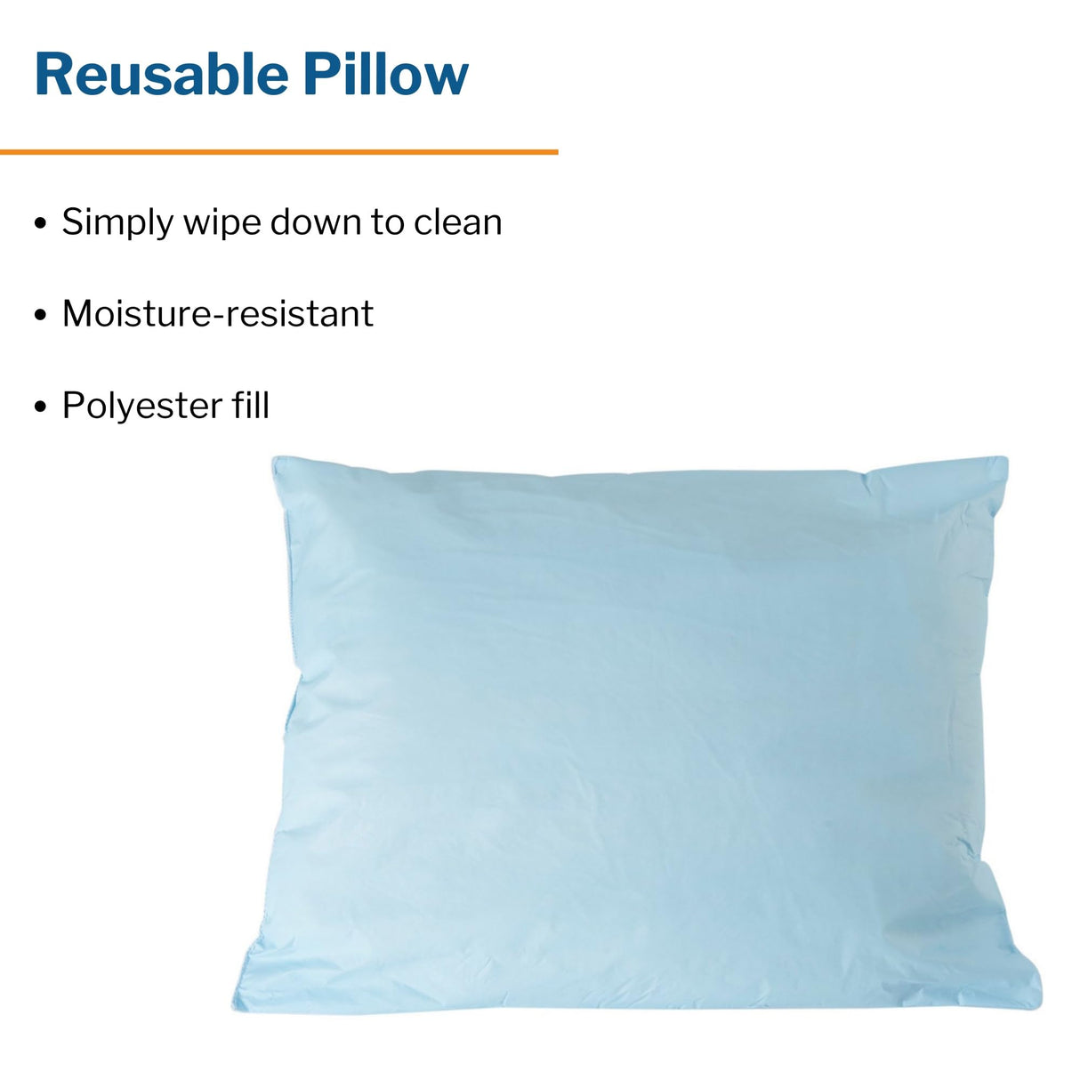 McKesson Medical Pillow [1 Count] Limited Reusable Hospital Bed Pillows, Fluid Moisture and Stain-Resistant, Blue, 20 in x 26 in