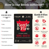 Beef Bone Broth Soup by Kettle and Fire, Pack of 4, Keto Diet, Paleo Friendly, Whole 30 Approved, Gluten Free, with Collagen, 10g of protein, 16.9 fl oz (Packaging May Vary)