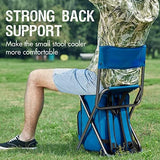 PORTAL Backpack Cooler Chair Fishing Chairs with Backrest Folding Camping Stool Compact for Outdoors Hiking Hunting Travel, Supports 225 lbs