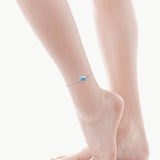 PUPILLEMON Blue Opal Sea Turtle Ankle Sterling Silver Anklet Fine Jewelry for Women Gifts 4 Level Adjustable Anklet (Large Bracelet)