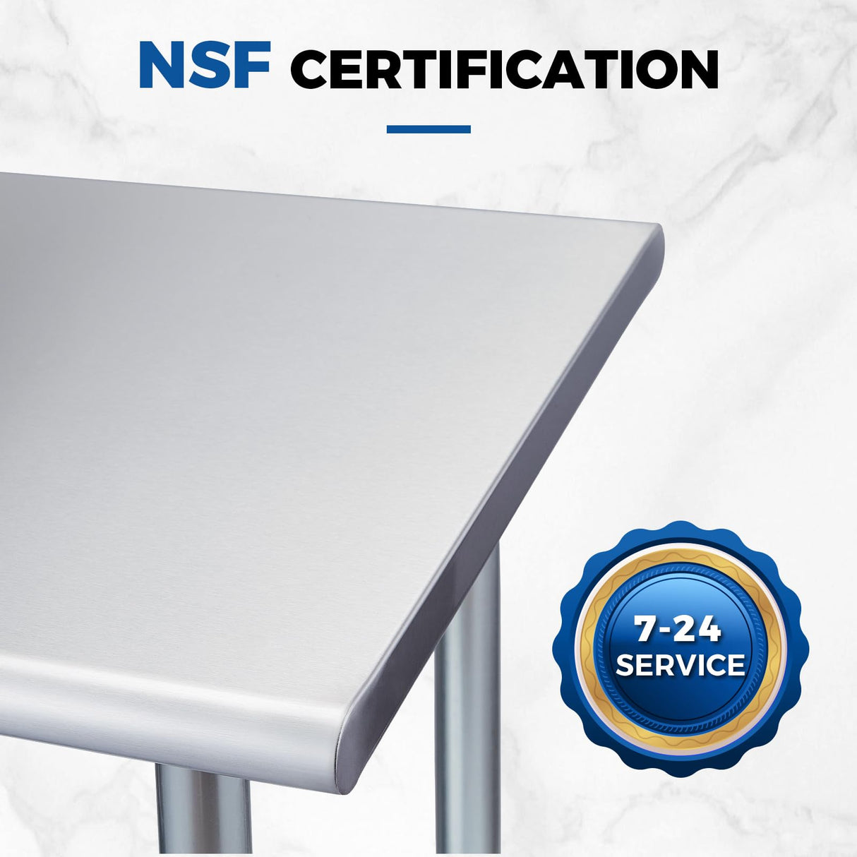 Profeeshaw Stainless Steel Prep Table 24x24 Inch NSF Commercial Work Table with Undershelf Heavy Duty Table for Kitchen Restaurant Home Hotel