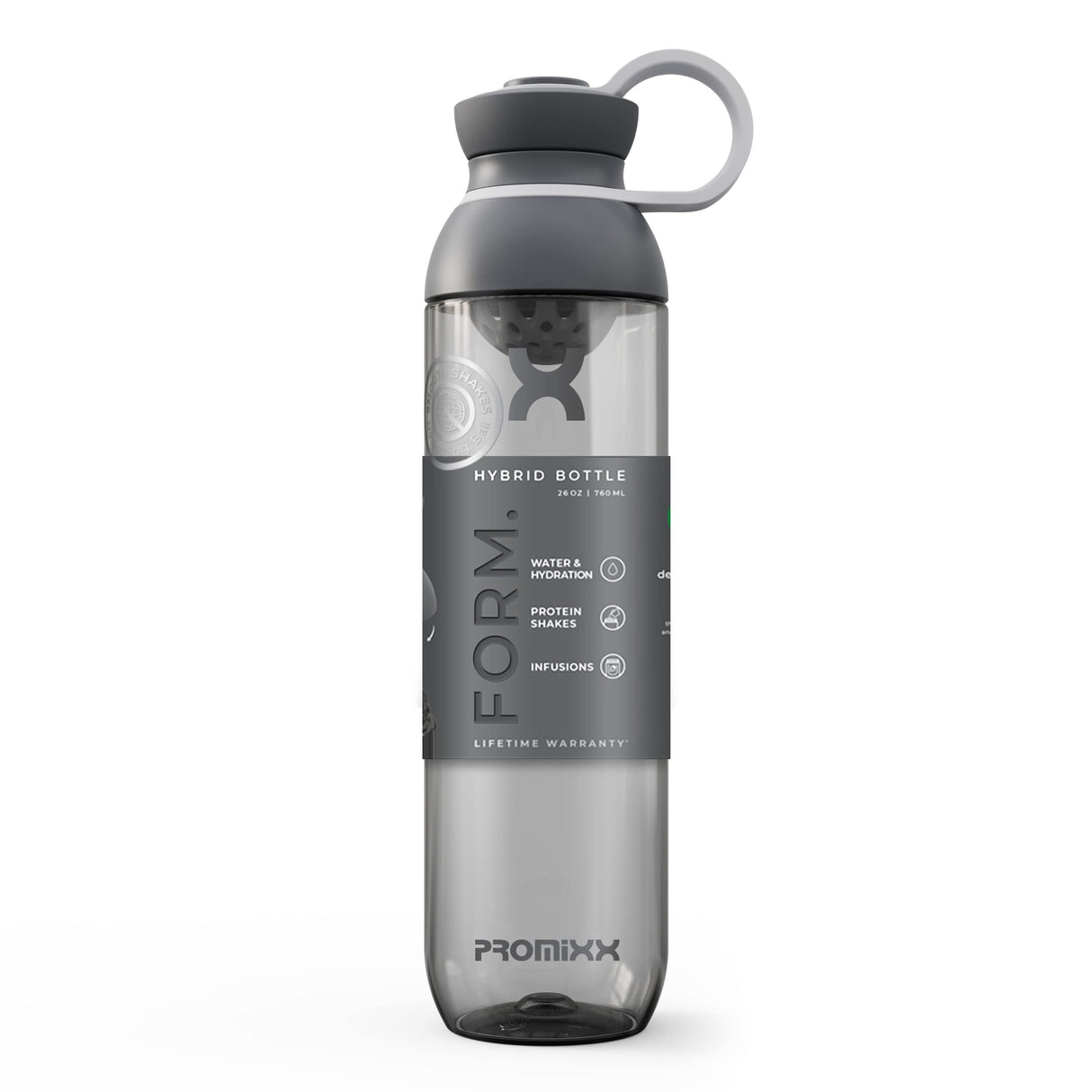 Promixx FORM Protein Shaker Bottle - A Premium for Shakes Infusions and Hydration Durable Gym Bottle, Leakproof Lid, Odorless 26oz (Graphite Gray), (PRO-P-S2-760SHAKER-GGCG)