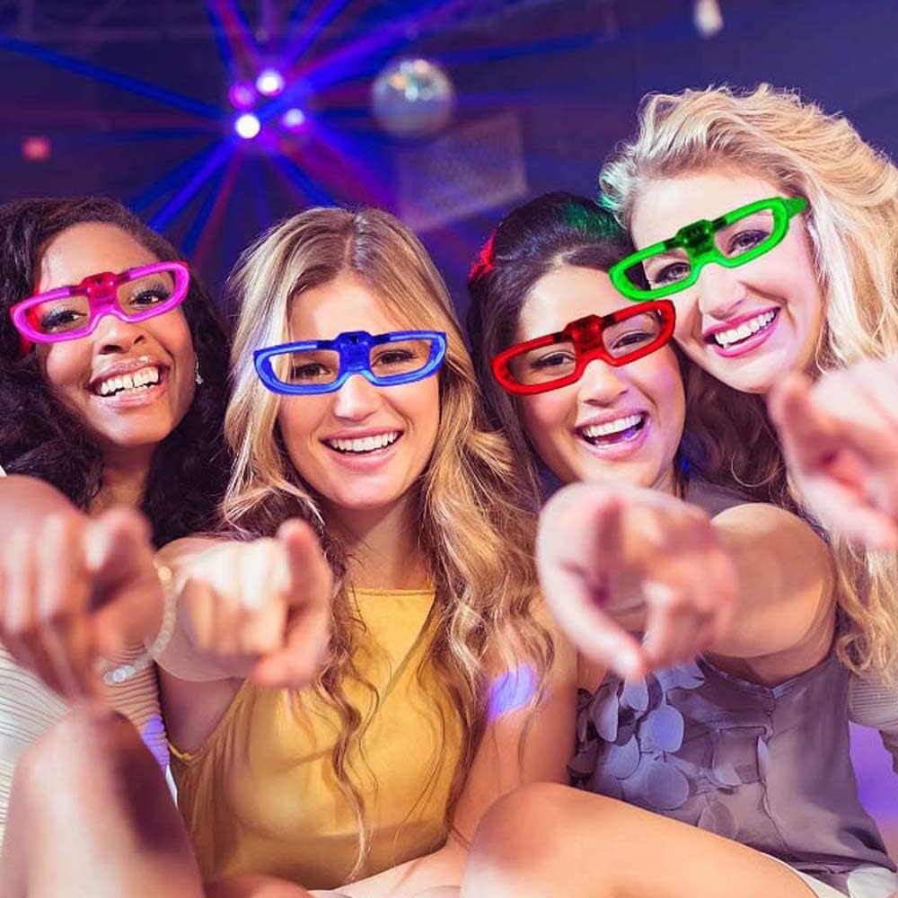 25 Packs LED Glasses Mardi Gras Party Supplies ,5 Neon Colors,3 Light Modes Light up Glow Sticks Glasses Toys Party Supplies for kids Adults Fit Halloween Christmas New Year Eve Graduations