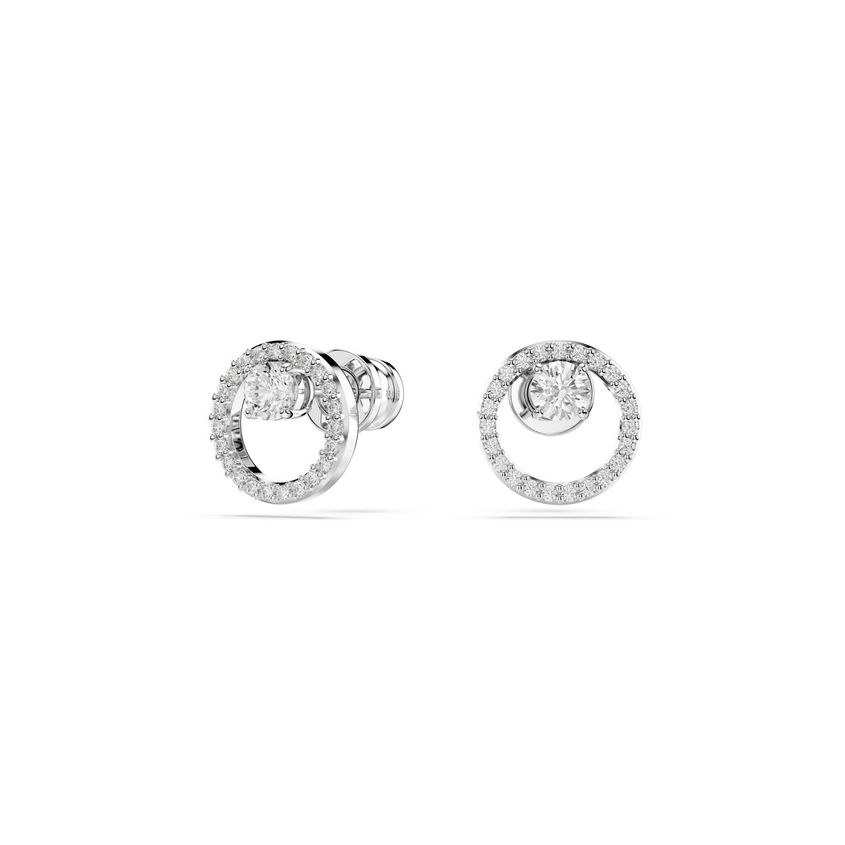 Swarovski Constella Stud Earrings, Round Cut, Clear, Rhodium Finished